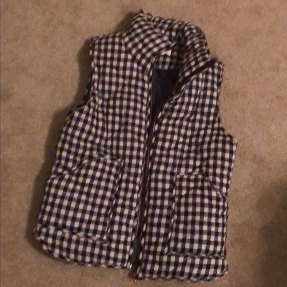Navy and white checkered vest